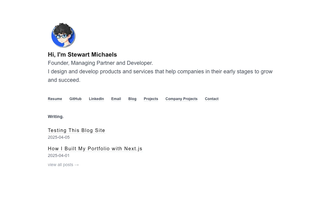 Screenshot of the website